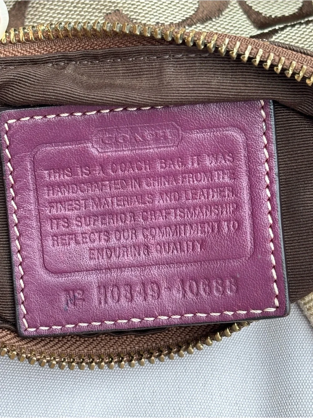 Coach Small Crossbody with Brown Signature Canvas and Pink Trim